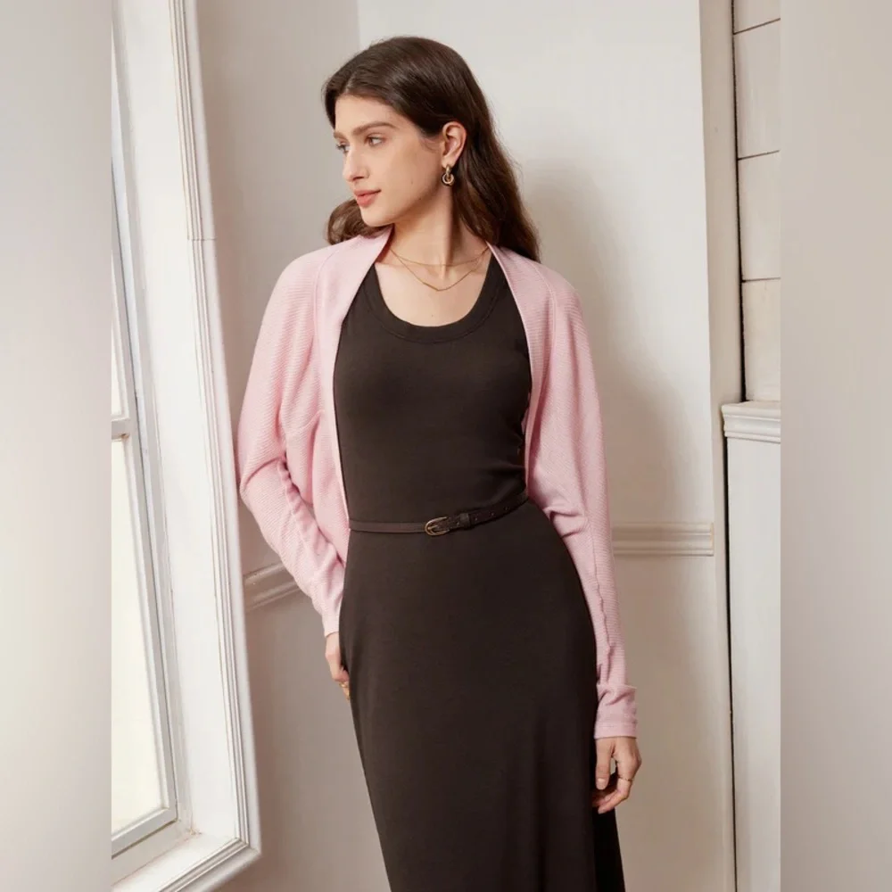 New OGL Classic Cozy Knit Shrug Sweater Pink Size Medium - Picture 3 of 9